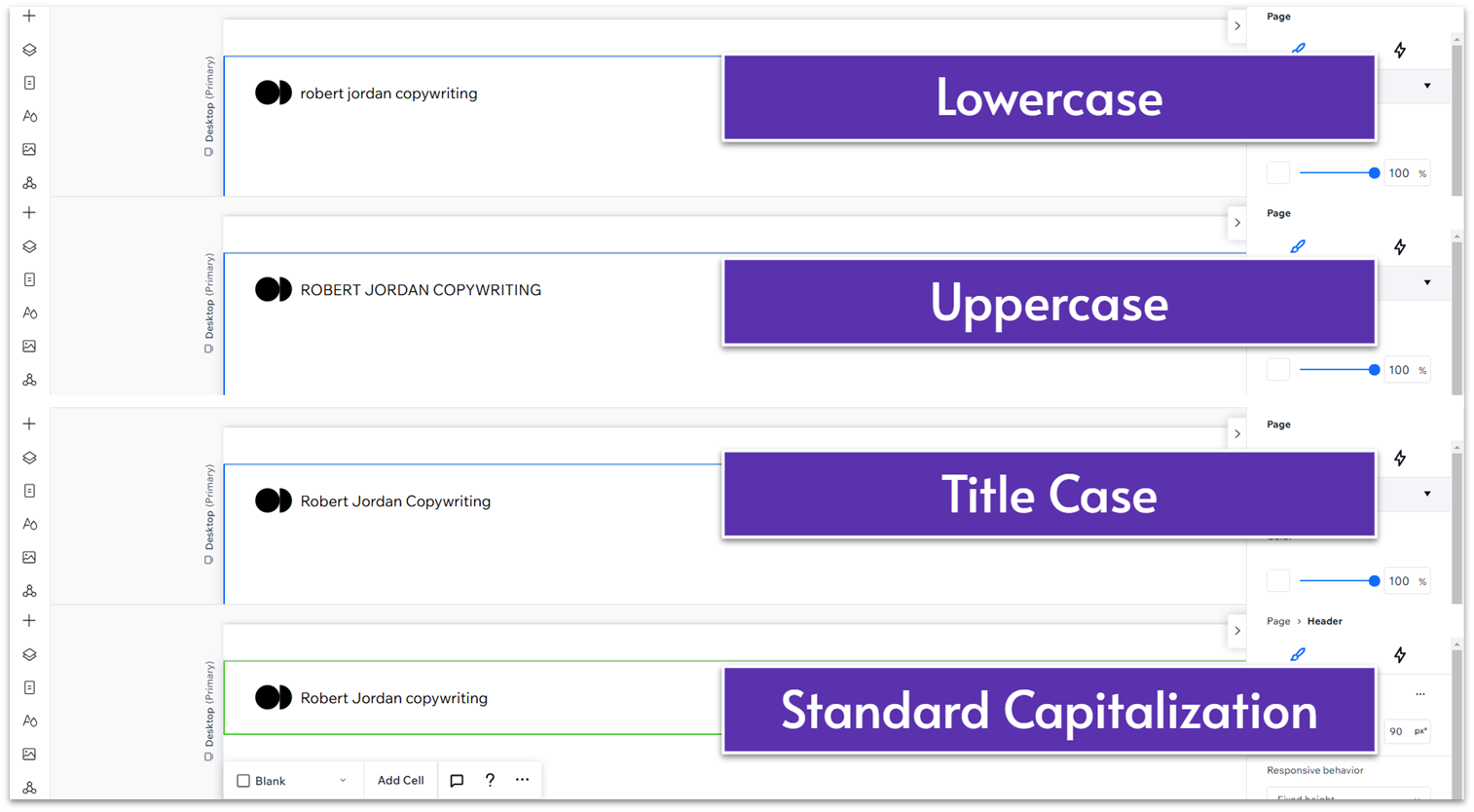 Wix Guide Quick Prep, different capitalization examples