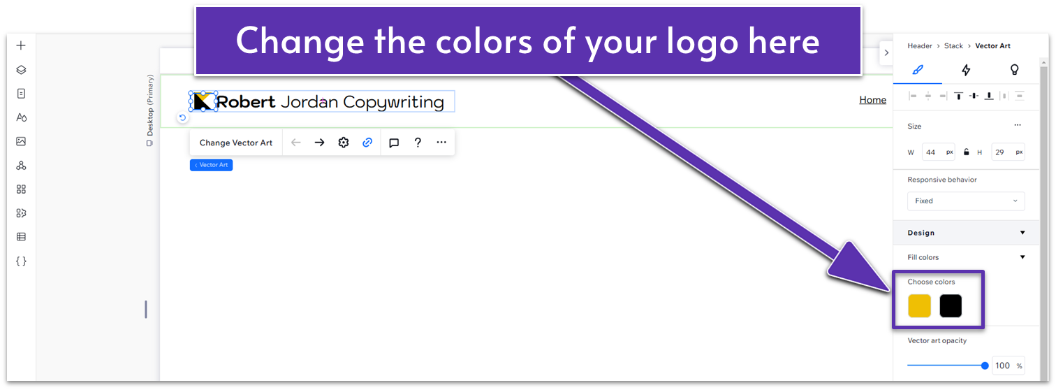 Wix Guide Quick Prep, changing the logo colors