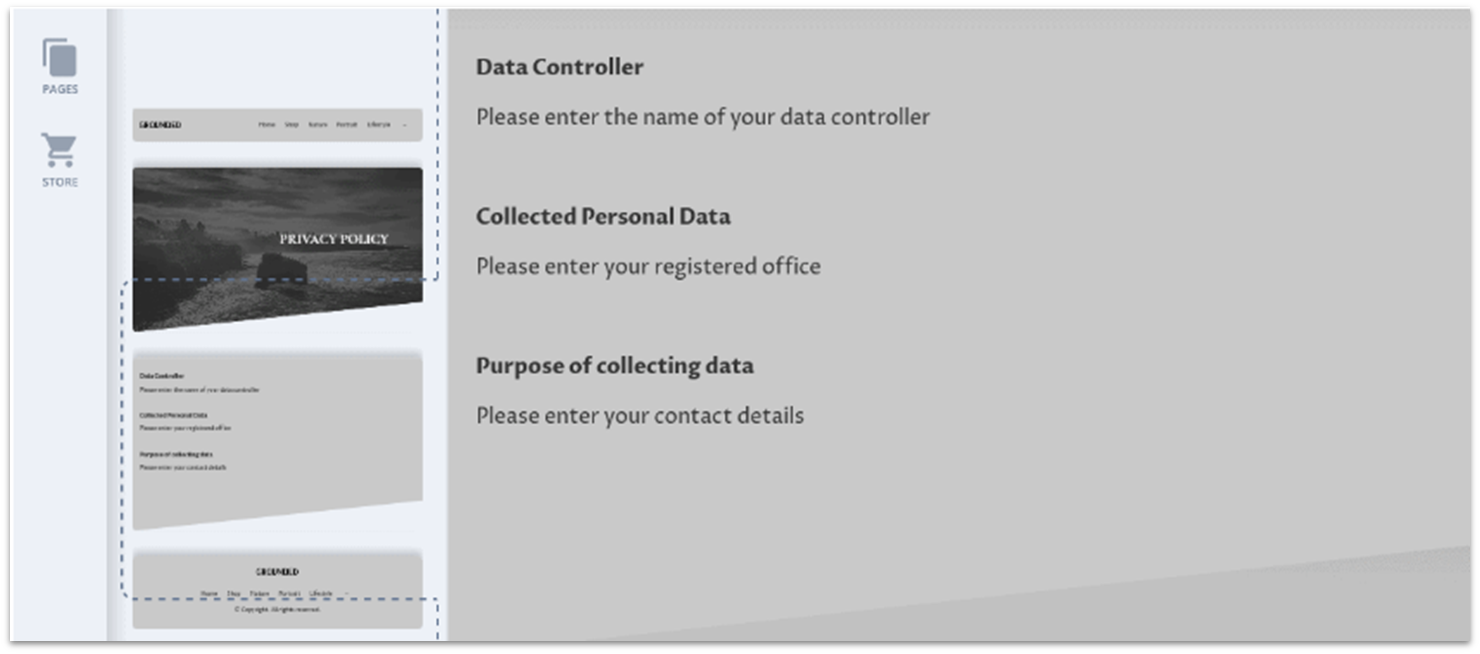 Create policy pages with IONOS website builder