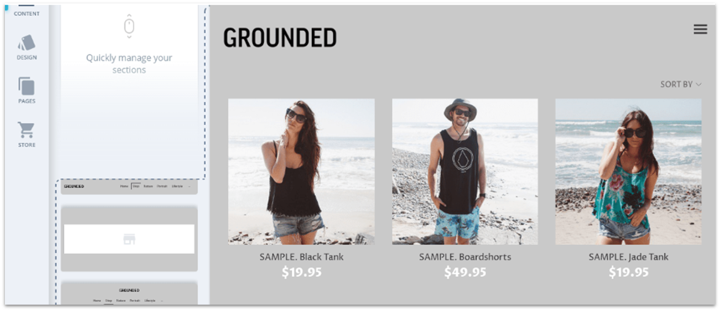 IONOS website builder store interface