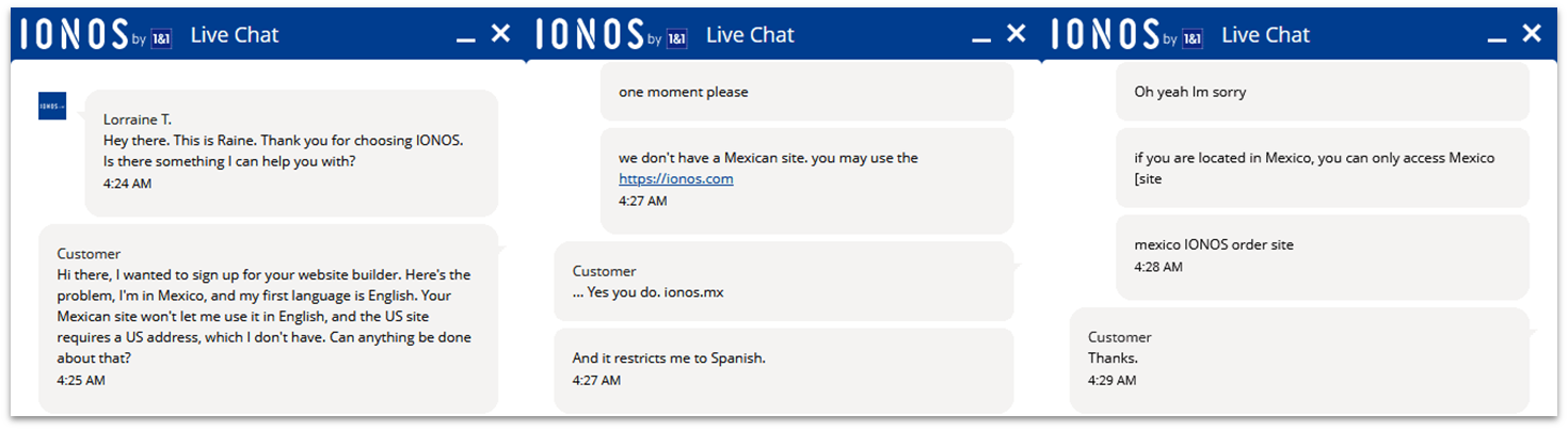 IONOS live chat