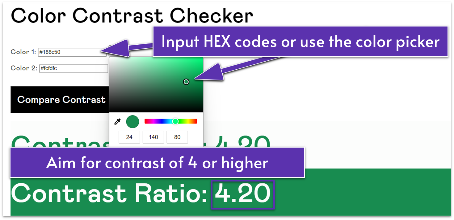 Color contrast checker